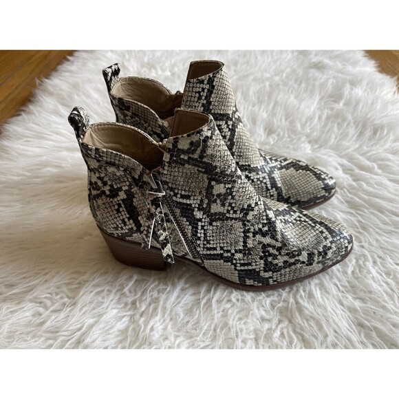 MIA Women SZ 6 Auden Ankle Casual Zip Snakeprint Bootie Shoe Boho Rocker - Picture 2 of 12